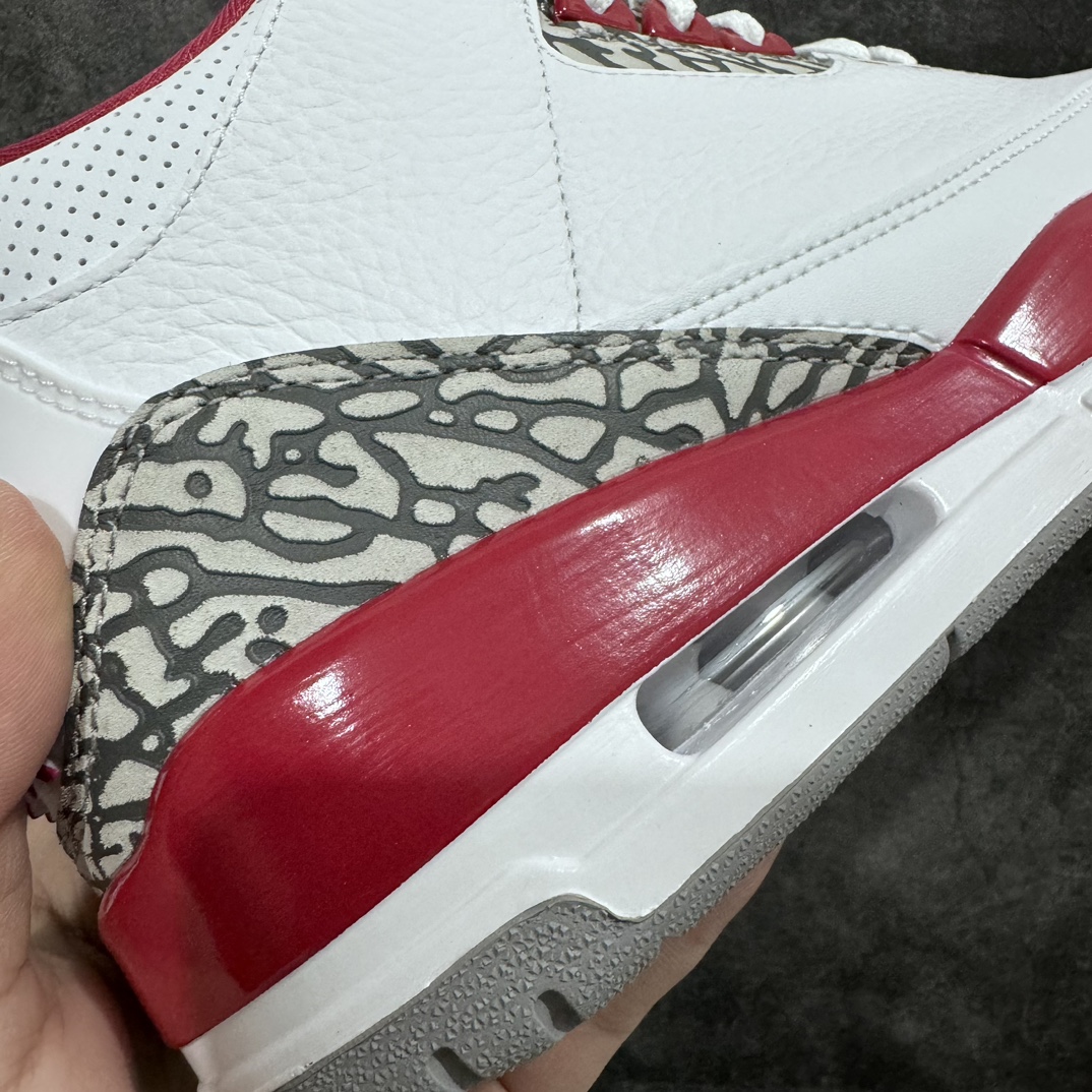 图片[8]-【纯原JS版】aj3 白红水泥 白酒红 全新版本出货nAir Jordan 3 Retro \”Cardinal Red\” 复古篮球鞋 白酒红 红雀nn国内知名头部一线大厂出品 原鞋原纸板数据开发 原厂楦头原厂组装工艺 市售唯一正确鞋型 细节最大限度还原ZP 寄售国外随意充正 多品质供应 注意区别版本n 尺码：40-47.5（含半码） 货号：CT8532-126-莆田鞋批发中心