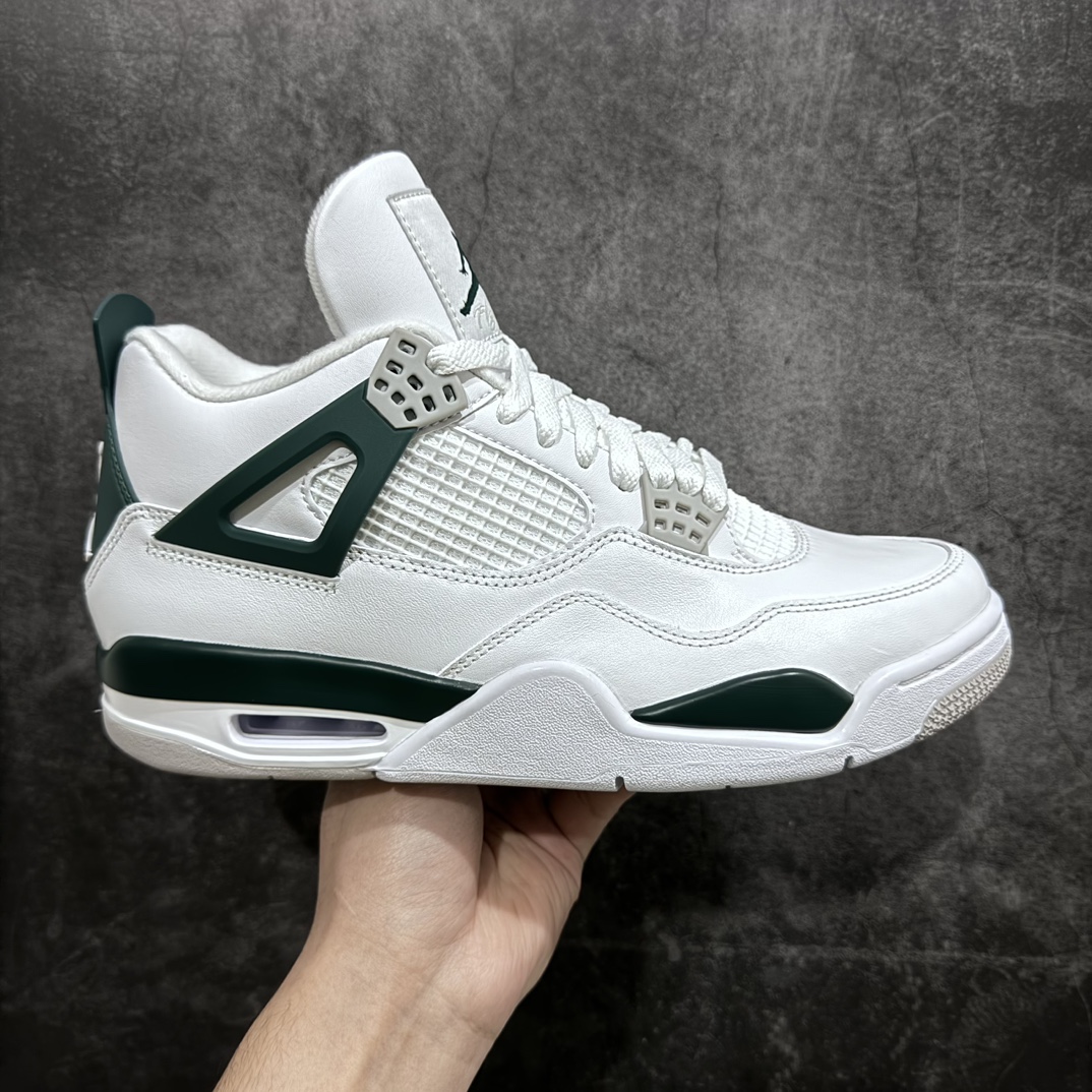 外贸版AirJordanAJ4Retro白绿原纸板楦头开发定制优质皮料完美鞋型匹配公司货正确TPU鞋舌锁