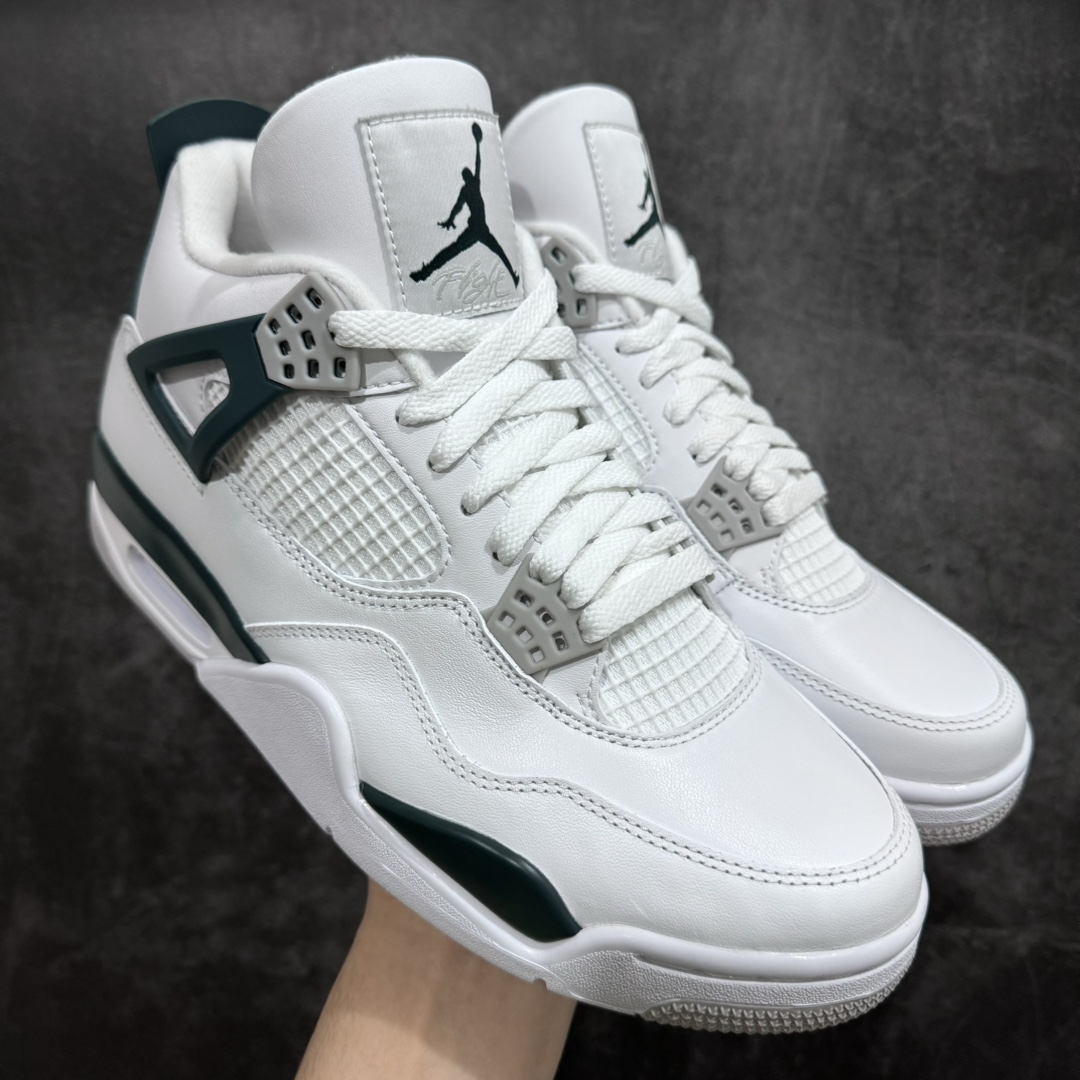 外贸版AirJordanAJ4Retro白绿原纸板楦头开发定制优质皮料完美鞋型匹配公司货正确TPU鞋舌锁