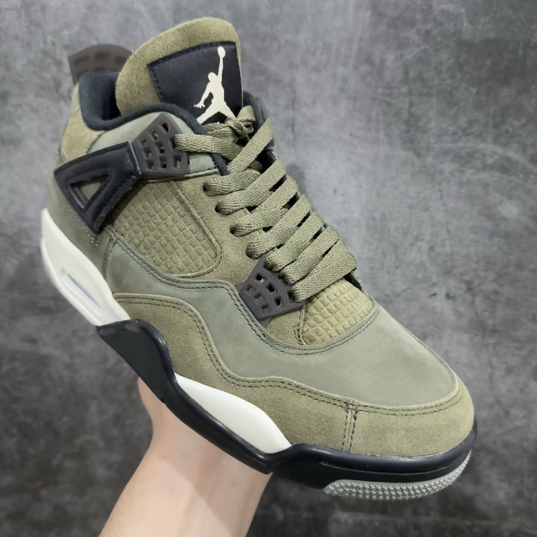 莞产AirJordan4“OliveCanvas”军绿色低帮防滑减震耐磨潮流复古篮球鞋男款货号FB992