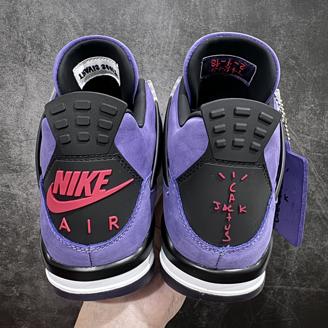 外贸纯原TravisScottxAirJordan4RetroPurple紫色翻毛皮AJ4-766302