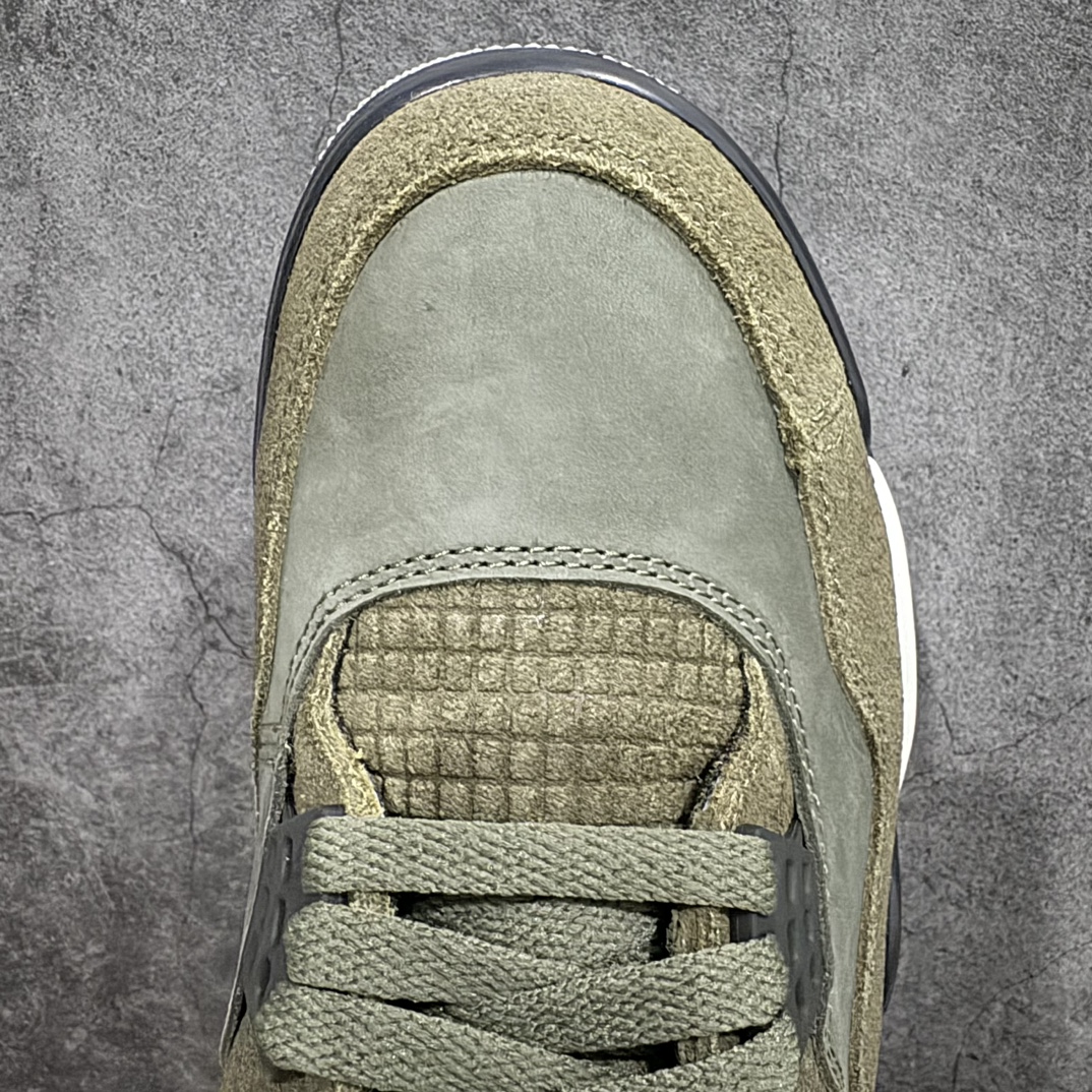 图片[5]-【PK纯原】Air Jordan AJ4 Retro \”Olive Canvas\” 军绿色 FB9927-200 耗时半年巨作 全套原纸板楦头开发 原厂特供皮料加持 确保原汁原味 完美呈现四代版型 一比一鞋头弧度高度鞋身弧度 数据细节工艺流程均保持原鞋一致 原厂TPU网格鞋带扣 正确内里网布 菱角分明不变形无多余毛边 柔软性质感一致于原鞋 原厂织唛标 原厂飞人电绣工艺 尾指中部跳三针 独家绑鞋带手法 印刷中底布 四线拉帮 米色美纹纸贴合固定 进口港宝加持 后跟自然饱满 全鞋荧光划线卡点 追求极致完美 每一双都是工艺品 多重QC质检 超越公司货的品控标准 实实在在的免检产品  尺码：36 36.5 37.5 38 38.5 39 40 40.5 41 42 42.5 43 44 44.5 45 46 47.5-莆田鞋批发中心