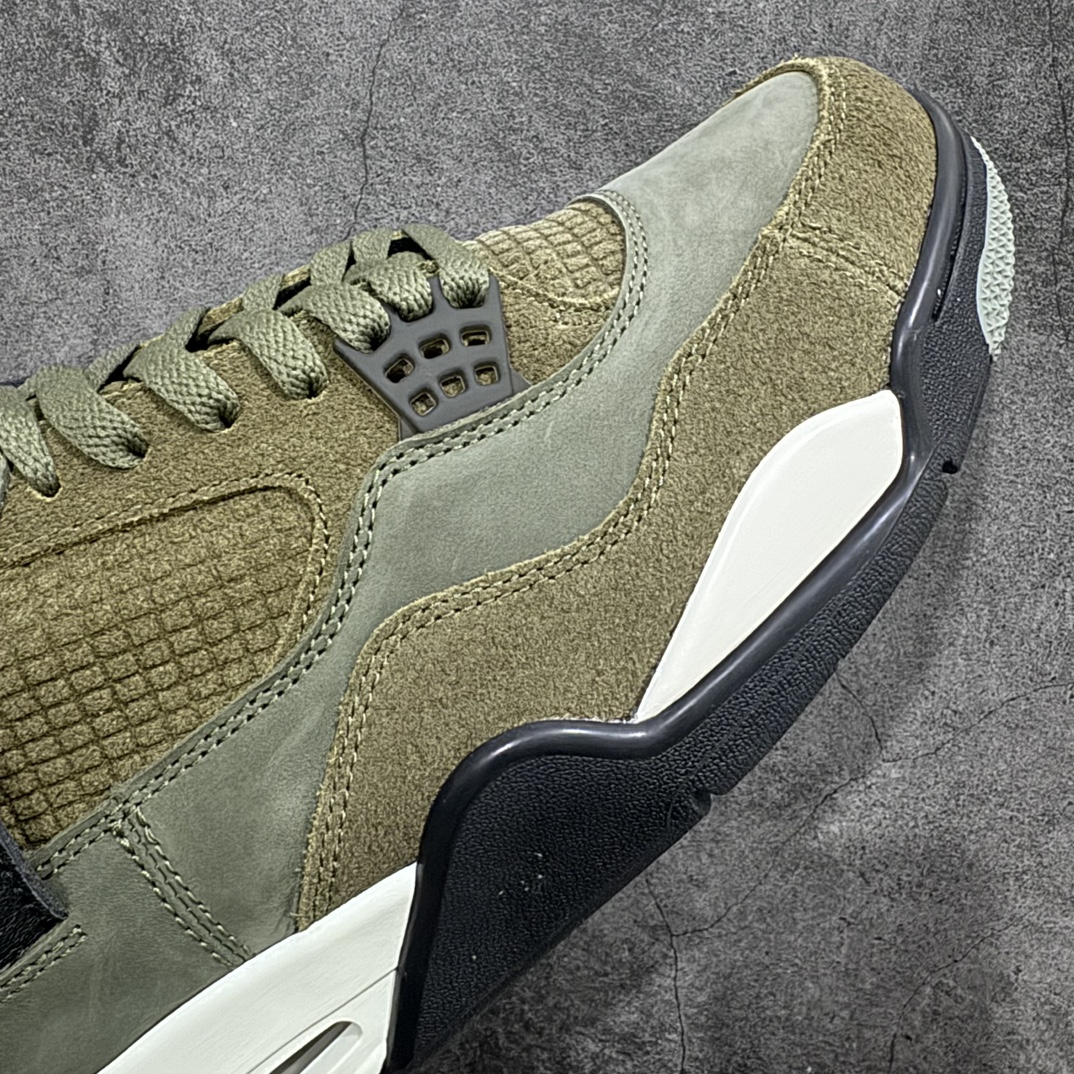 图片[6]-【PK纯原】Air Jordan AJ4 Retro \”Olive Canvas\” 军绿色 FB9927-200 耗时半年巨作 全套原纸板楦头开发 原厂特供皮料加持 确保原汁原味 完美呈现四代版型 一比一鞋头弧度高度鞋身弧度 数据细节工艺流程均保持原鞋一致 原厂TPU网格鞋带扣 正确内里网布 菱角分明不变形无多余毛边 柔软性质感一致于原鞋 原厂织唛标 原厂飞人电绣工艺 尾指中部跳三针 独家绑鞋带手法 印刷中底布 四线拉帮 米色美纹纸贴合固定 进口港宝加持 后跟自然饱满 全鞋荧光划线卡点 追求极致完美 每一双都是工艺品 多重QC质检 超越公司货的品控标准 实实在在的免检产品  尺码：36 36.5 37.5 38 38.5 39 40 40.5 41 42 42.5 43 44 44.5 45 46 47.5-莆田鞋批发中心