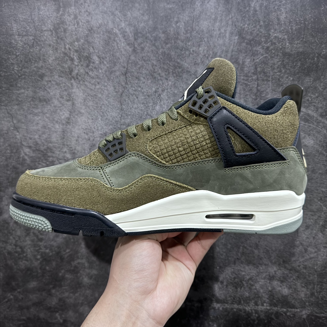 图片[2]-【PK纯原】Air Jordan AJ4 Retro \”Olive Canvas\” 军绿色 FB9927-200 耗时半年巨作 全套原纸板楦头开发 原厂特供皮料加持 确保原汁原味 完美呈现四代版型 一比一鞋头弧度高度鞋身弧度 数据细节工艺流程均保持原鞋一致 原厂TPU网格鞋带扣 正确内里网布 菱角分明不变形无多余毛边 柔软性质感一致于原鞋 原厂织唛标 原厂飞人电绣工艺 尾指中部跳三针 独家绑鞋带手法 印刷中底布 四线拉帮 米色美纹纸贴合固定 进口港宝加持 后跟自然饱满 全鞋荧光划线卡点 追求极致完美 每一双都是工艺品 多重QC质检 超越公司货的品控标准 实实在在的免检产品  尺码：36 36.5 37.5 38 38.5 39 40 40.5 41 42 42.5 43 44 44.5 45 46 47.5-莆田鞋批发中心