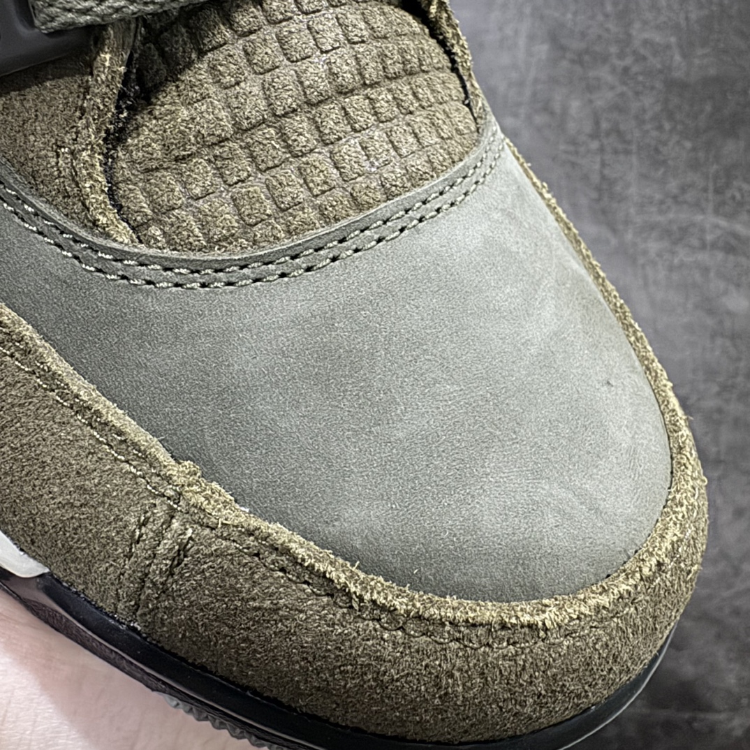 图片[4]-【PK纯原】Air Jordan AJ4 Retro \”Olive Canvas\” 军绿色 FB9927-200 耗时半年巨作 全套原纸板楦头开发 原厂特供皮料加持 确保原汁原味 完美呈现四代版型 一比一鞋头弧度高度鞋身弧度 数据细节工艺流程均保持原鞋一致 原厂TPU网格鞋带扣 正确内里网布 菱角分明不变形无多余毛边 柔软性质感一致于原鞋 原厂织唛标 原厂飞人电绣工艺 尾指中部跳三针 独家绑鞋带手法 印刷中底布 四线拉帮 米色美纹纸贴合固定 进口港宝加持 后跟自然饱满 全鞋荧光划线卡点 追求极致完美 每一双都是工艺品 多重QC质检 超越公司货的品控标准 实实在在的免检产品 尺码：36 36.5 37.5 38 38.5 39 40 40.5 41 42 42.5 43 44 44.5 45 46 47.5-选品中心