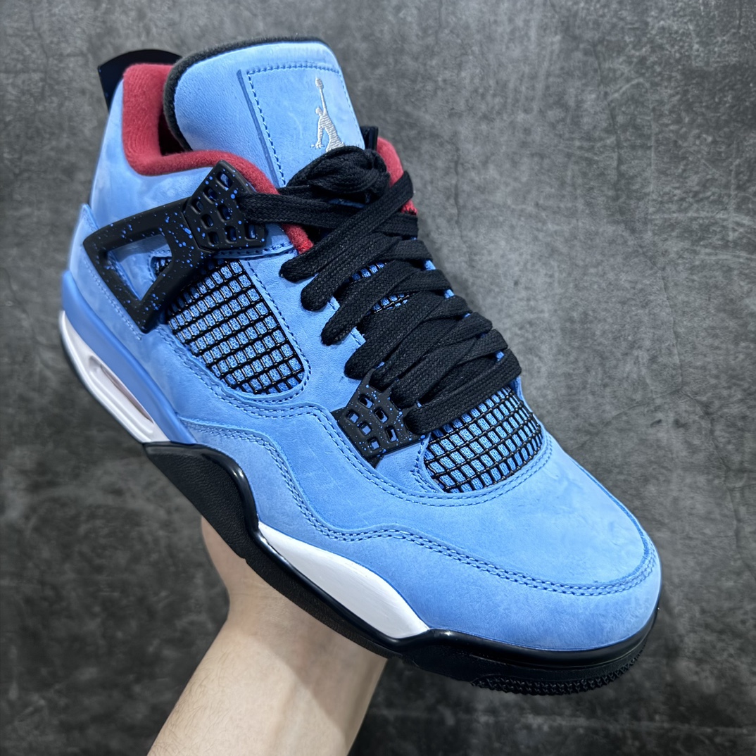 图片[3]-【PK4.0版本】 Air Jordan 4 x Travis Scott AJ4 TS联名 蓝麂皮 308497-406 n东莞元老级版师操刀倾力打造全网最强原楦原纸板开发 确保原汁原味n 韩国进口原材麂皮 质感色泽绝无偏差完美中底拉帮 采用真正原厂鞋扣原档案大底 如假白送 大底纹路气垫通透度PU的回弹性均百分百还原挑战全网艺术家 只服务市场5%高端客户 大底贴合程度胶水把控 圈内最顶尖 原厂数据 原厂电绣电脑针车 后跟定型 冲刀皮料裁剪零毛边 尺码：40.5 41 42 42.5 43 44 44.5 45 46 47.5-莆田鞋批发中心