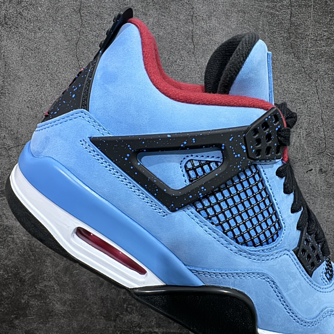 图片[7]-【PK4.0版本】 Air Jordan 4 x Travis Scott AJ4 TS联名 蓝麂皮 308497-406 n东莞元老级版师操刀倾力打造全网最强原楦原纸板开发 确保原汁原味n 韩国进口原材麂皮 质感色泽绝无偏差完美中底拉帮 采用真正原厂鞋扣原档案大底 如假白送 大底纹路气垫通透度PU的回弹性均百分百还原挑战全网艺术家 只服务市场5%高端客户 大底贴合程度胶水把控 圈内最顶尖 原厂数据 原厂电绣电脑针车 后跟定型 冲刀皮料裁剪零毛边 尺码：40.5 41 42 42.5 43 44 44.5 45 46 47.5-莆田鞋批发中心