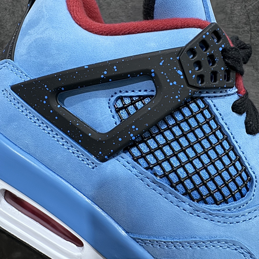 图片[5]-【PK4.0版本】 Air Jordan 4 x Travis Scott AJ4 TS联名 蓝麂皮 308497-406 n东莞元老级版师操刀倾力打造全网最强原楦原纸板开发 确保原汁原味n 韩国进口原材麂皮 质感色泽绝无偏差完美中底拉帮 采用真正原厂鞋扣原档案大底 如假白送 大底纹路气垫通透度PU的回弹性均百分百还原挑战全网艺术家 只服务市场5%高端客户 大底贴合程度胶水把控 圈内最顶尖 原厂数据 原厂电绣电脑针车 后跟定型 冲刀皮料裁剪零毛边 尺码：40.5 41 42 42.5 43 44 44.5 45 46 47.5-莆田鞋批发中心