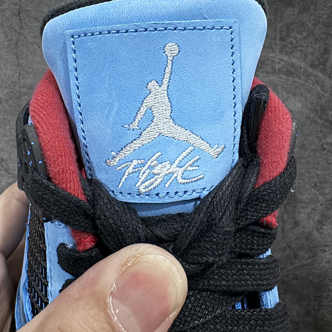 图片[6]-【PK4.0版本】 Air Jordan 4 x Travis Scott AJ4 TS联名 蓝麂皮 308497-406 n东莞元老级版师操刀倾力打造全网最强原楦原纸板开发 确保原汁原味n 韩国进口原材麂皮 质感色泽绝无偏差完美中底拉帮 采用真正原厂鞋扣原档案大底 如假白送 大底纹路气垫通透度PU的回弹性均百分百还原挑战全网艺术家 只服务市场5%高端客户 大底贴合程度胶水把控 圈内最顶尖 原厂数据 原厂电绣电脑针车 后跟定型 冲刀皮料裁剪零毛边 尺码：40.5 41 42 42.5 43 44 44.5 45 46 47.5-莆田鞋批发中心