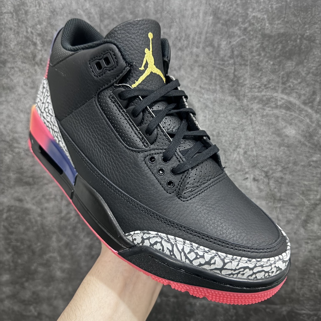 AJ3彩虹鞋码40-48纯原出品-JBalvinxAirJordanAJ3联名黑红彩虹渐变FN0344-