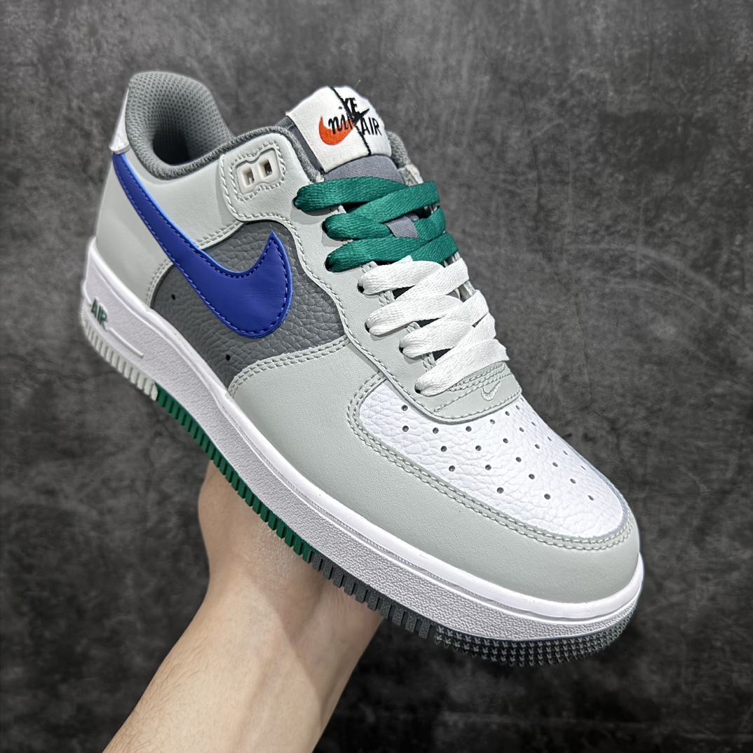 Nike Air Force 1 Low GS Remix ”Light Green” Air Force One classic low-top versatile casual sports shoes ”leather light gray gray green dark blue” FB9053-001