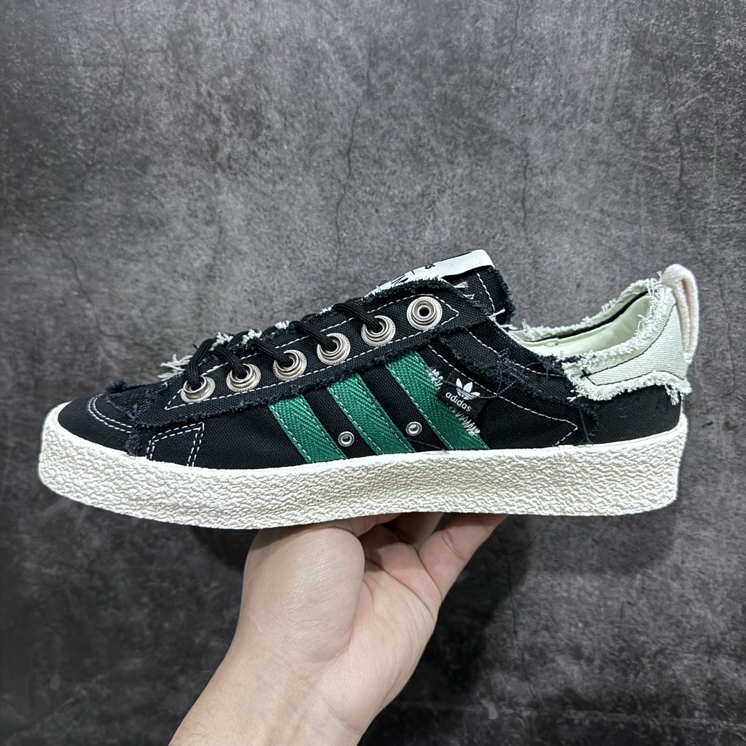 Song for the Mute x Adidas Originals SFTM-002 CAMPUS 80s”Seasame” 80s Academy Series Low-top Casual Sports Canvas Vulcanized Sneakers ”Joint Canvas Black and White” ID4791