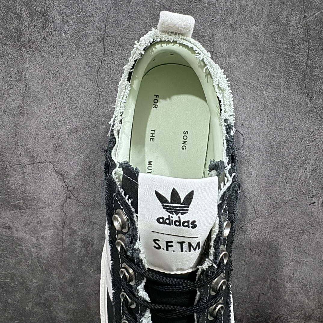 Song for the Mute x Adidas Originals SFTM-002 CAMPUS 80s”Seasame” 80s Academy Series Low-top Casual Sports Canvas Vulcanized Sneakers ”Joint Canvas Black and White” ID4791