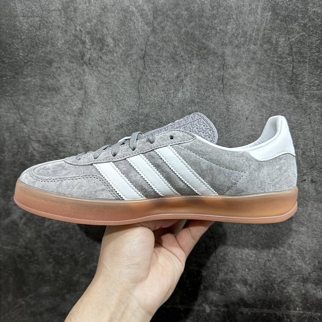 纯原版AdidasOriginalsGazelleIndoor防滑低帮T头德训鞋GZ复古系列白灰生胶ID