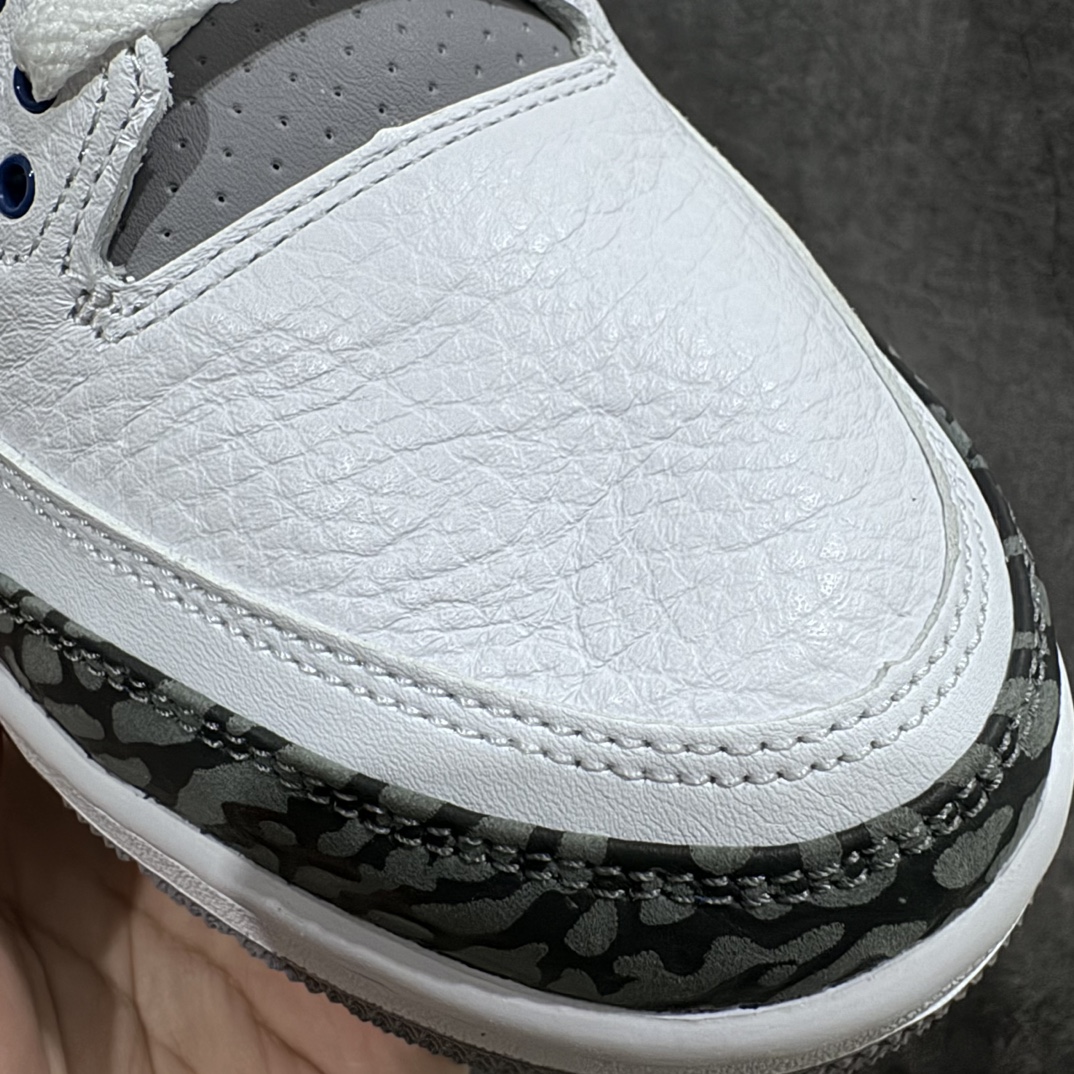 图片[5]-【纯原JS版本】Air Jordan AJ3 Midnight Navy复古灰蓝 CT8532-140 全套原纸板楦头开发 原厂大底磨具加持立体防滑纹理 原装可视Air Sole气垫 原汁原味最完美的三代版型 唯一正确鞋头趴度弧度高度鞋身腰线 原厂TPU彩虹扎染后跟饰片 正确内里反口里网布 皮料菱角分明不变形无多余毛边 广东原厂zp同批次手工大底描漆拉丝 市场唯一原厂鞋扣模具 原厂织唛标 原厂飞人电绣工艺 尾指中部跳三针 独家绑鞋带手法 印刷中底布 四线拉帮 米色美纹纸贴合固定 进口港宝加持 后跟自然饱满 全鞋荧光划线卡点 追求极致完美 每一双都是工艺品 多重QC质检 超越公司货的品控标准 实实在在的免检产品  尺码：40 40.5 41 42 42.5 43 44 44.5 45 46 47.5 48.5-莆田鞋批发中心