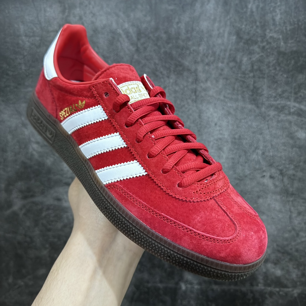 220 【纯原版】Adidas Handball Spezial 阿迪达斯经典款牛皮复古休闲板鞋 白红 FV1227