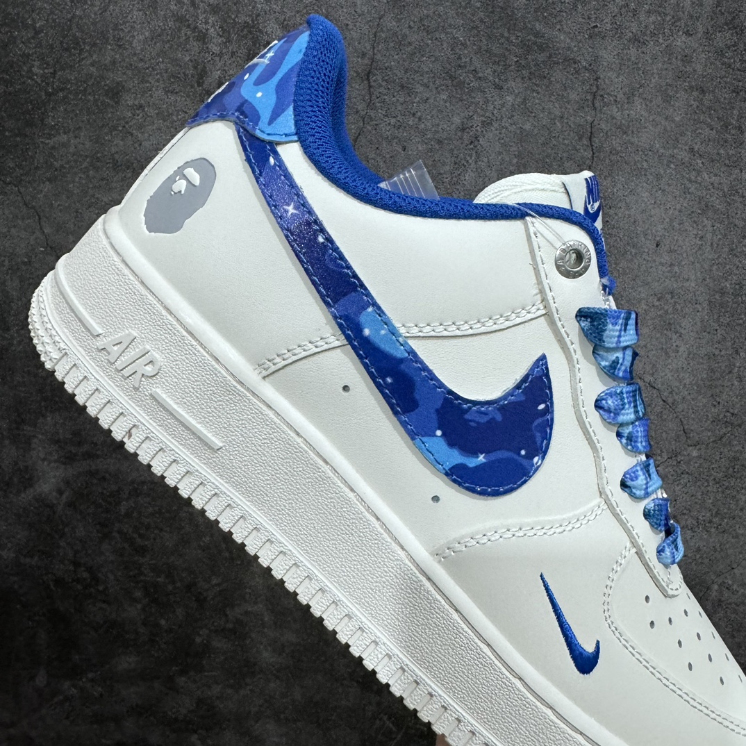 240 【定制版】A Bathing Ape安逸猿BAPE x Nike Air Force 1 Sta Low”Beige/Deep Blue Camo”空军一号板鞋“米白深蓝迷彩”PF9055-759