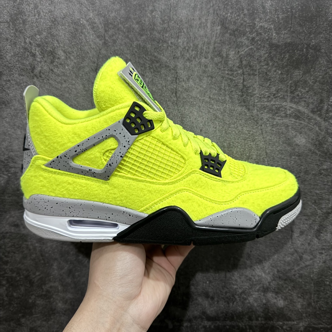 【外贸版本】Air Jordan AJ4 Retro网球🎾 荧光绿 绒面 DV6773-700外贸订单 全套原纸板楦头开发 确保原汁原味 完美呈现四代版型 定制优质皮料 完美鞋型匹配公司货 正确TPU鞋舌锁扣 最新原厂底模 大底卡色咬花完美 鞋柜必备鞋款 终端现货供应  尺码：40 40.5 41 42 42.5 43 44 44.5 45 46 47.5 48.5-莆田鞋批发中心