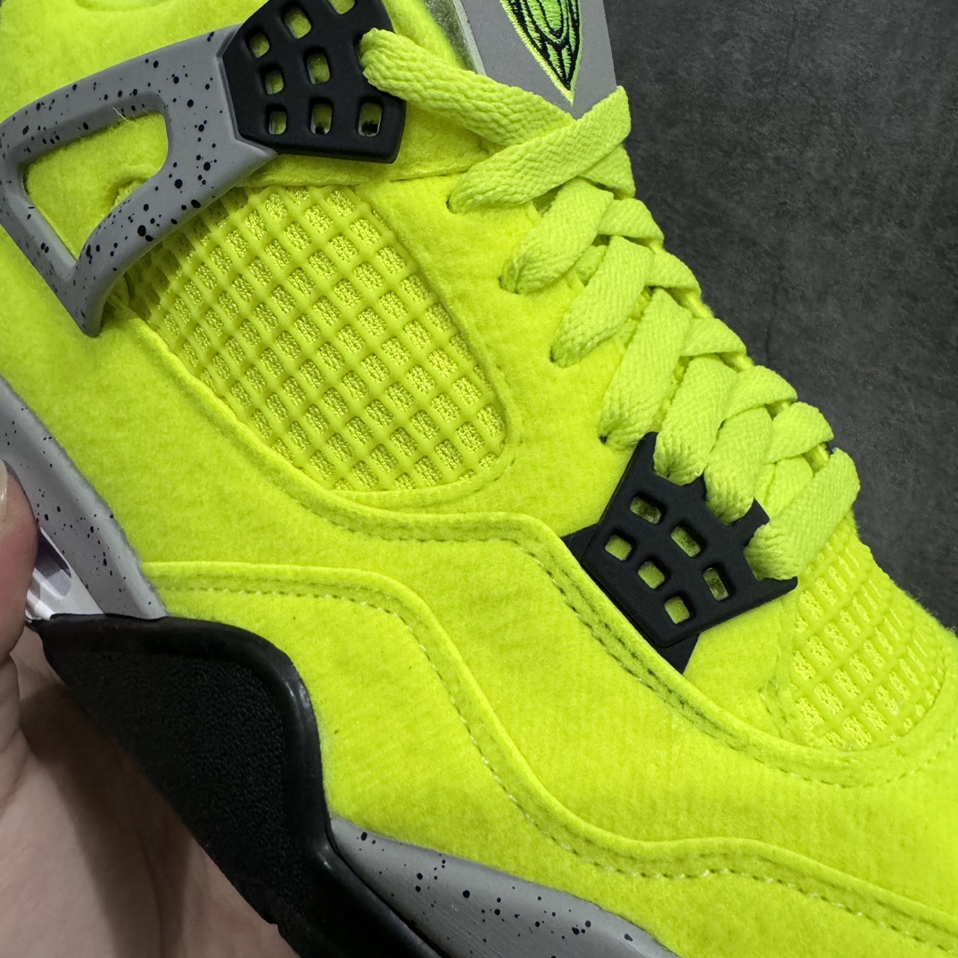 图片[4]-【外贸版本】Air Jordan AJ4 Retro网球🎾 荧光绿 绒面 DV6773-700外贸订单 全套原纸板楦头开发 确保原汁原味 完美呈现四代版型 定制优质皮料 完美鞋型匹配公司货 正确TPU鞋舌锁扣 最新原厂底模 大底卡色咬花完美 鞋柜必备鞋款 终端现货供应  尺码：40 40.5 41 42 42.5 43 44 44.5 45 46 47.5 48.5-莆田鞋批发中心