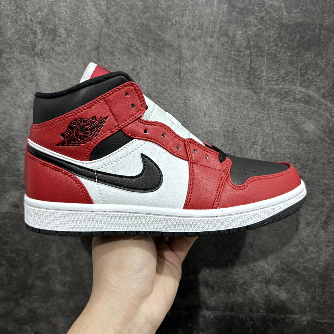 性价比AirJordanAJ1Mid中帮芝加哥黑白红554724-069原厂内置全掌气垫A模大底头层小牛