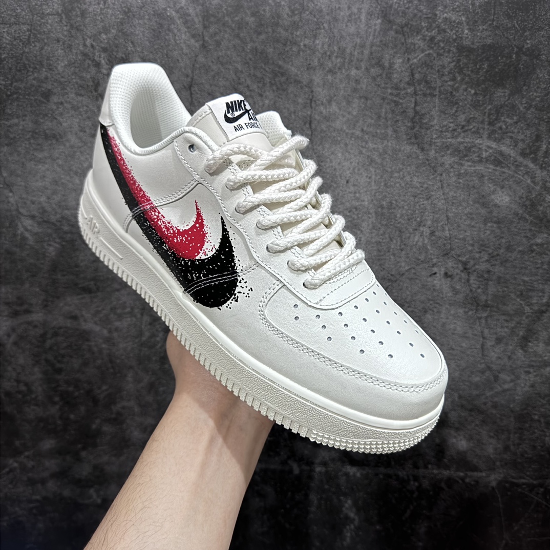 Nike Air Force 1 Low 07 Black and Red Graffiti Double Swoosh FD0660-300