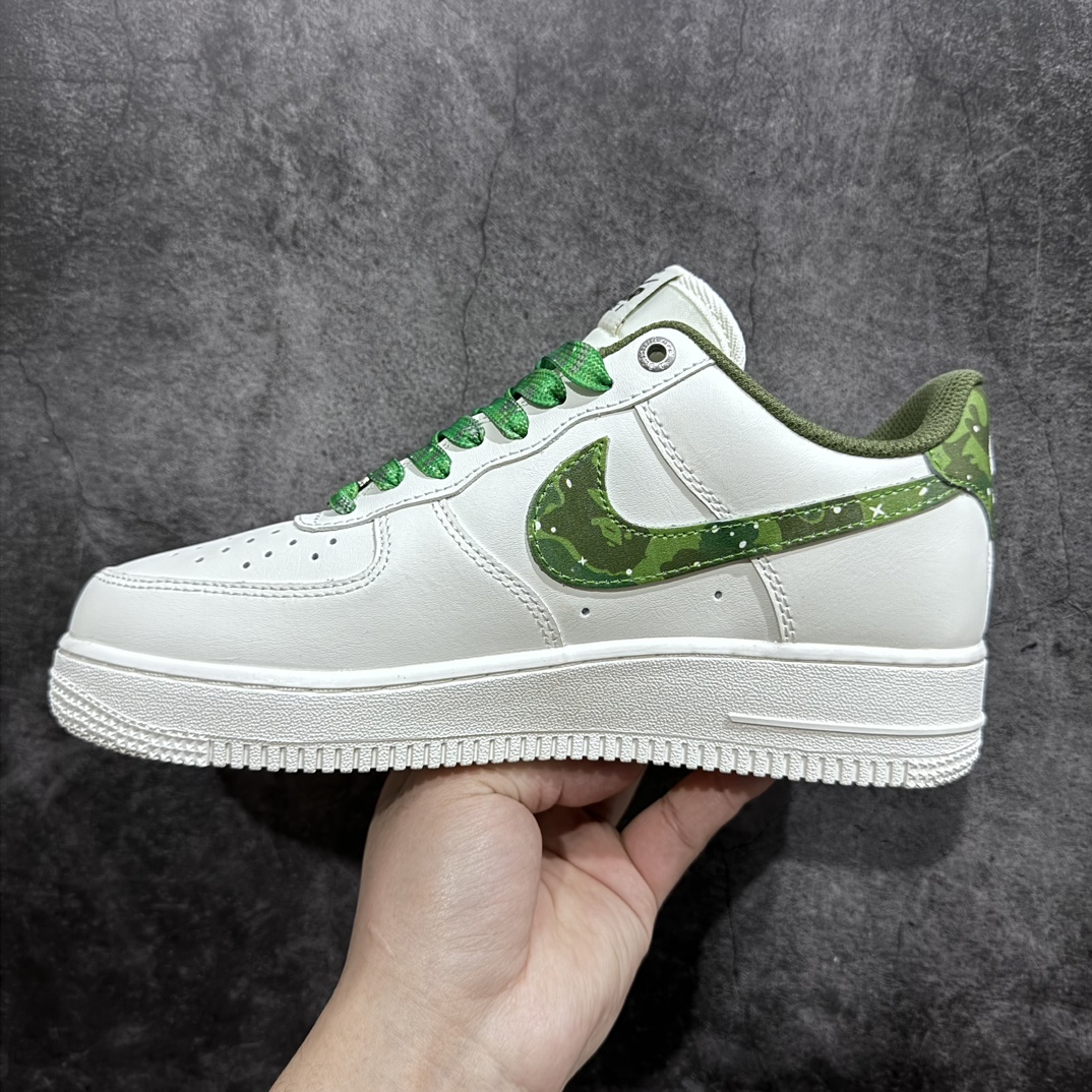 Customized version of A Bathing Ape BAPE x Nike Air Force 1 Sta Low ”Beige/Deep Blue Camo” Air Force One low-top sneakers ”off-white green camouflage” PF9055-763