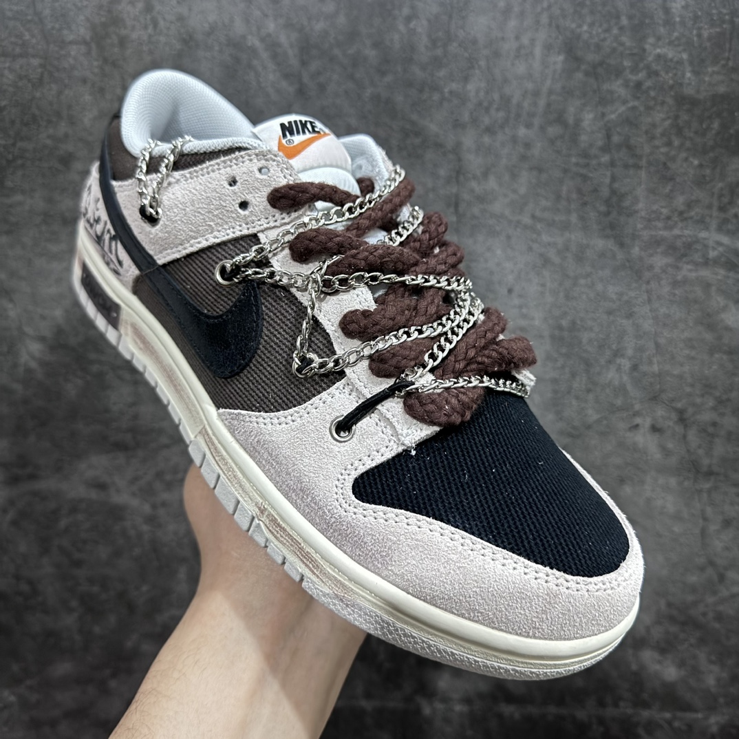 260 【定制版】NK Dunk Low Retro 解构定制配色 帆布烟熏咖啡 拼色涂鸦 复古做旧灰棕色DO9776-001