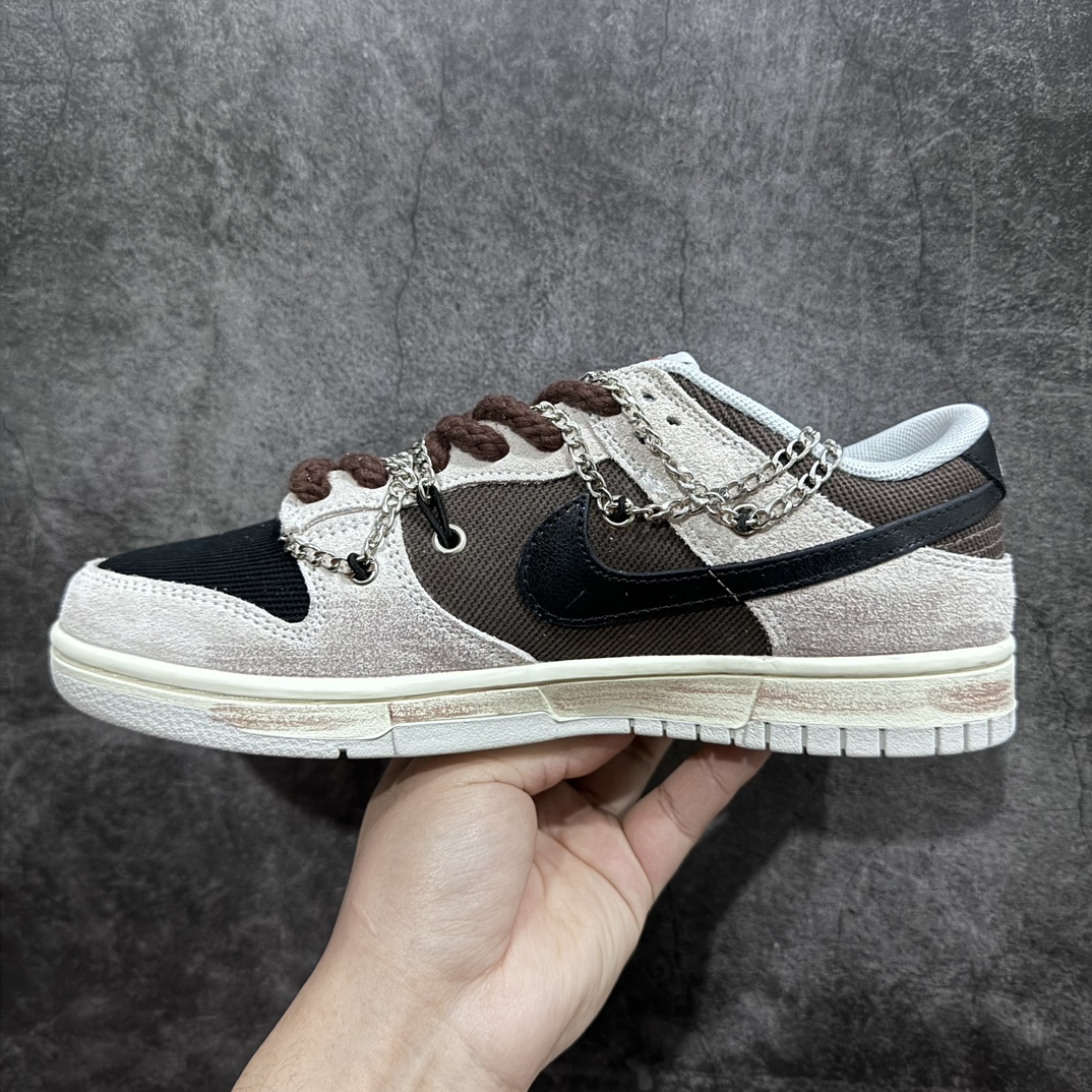 260 【定制版】NK Dunk Low Retro 解构定制配色 帆布烟熏咖啡 拼色涂鸦 复古做旧灰棕色DO9776-001