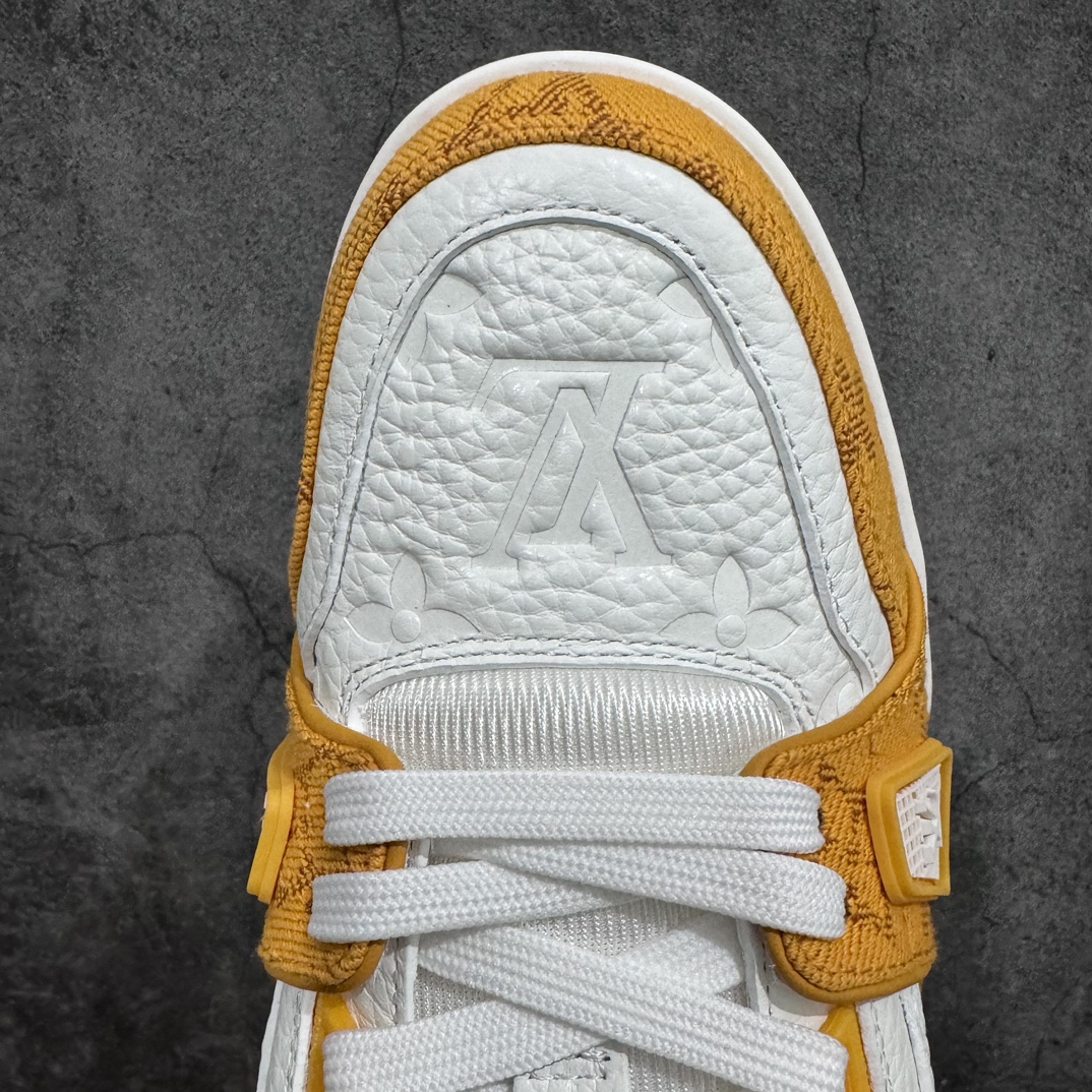 Top-quality LV Trainer white and yellow denim at a reasonable price