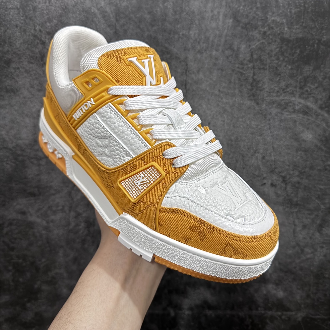 Top-quality LV Trainer white and yellow denim at a reasonable price