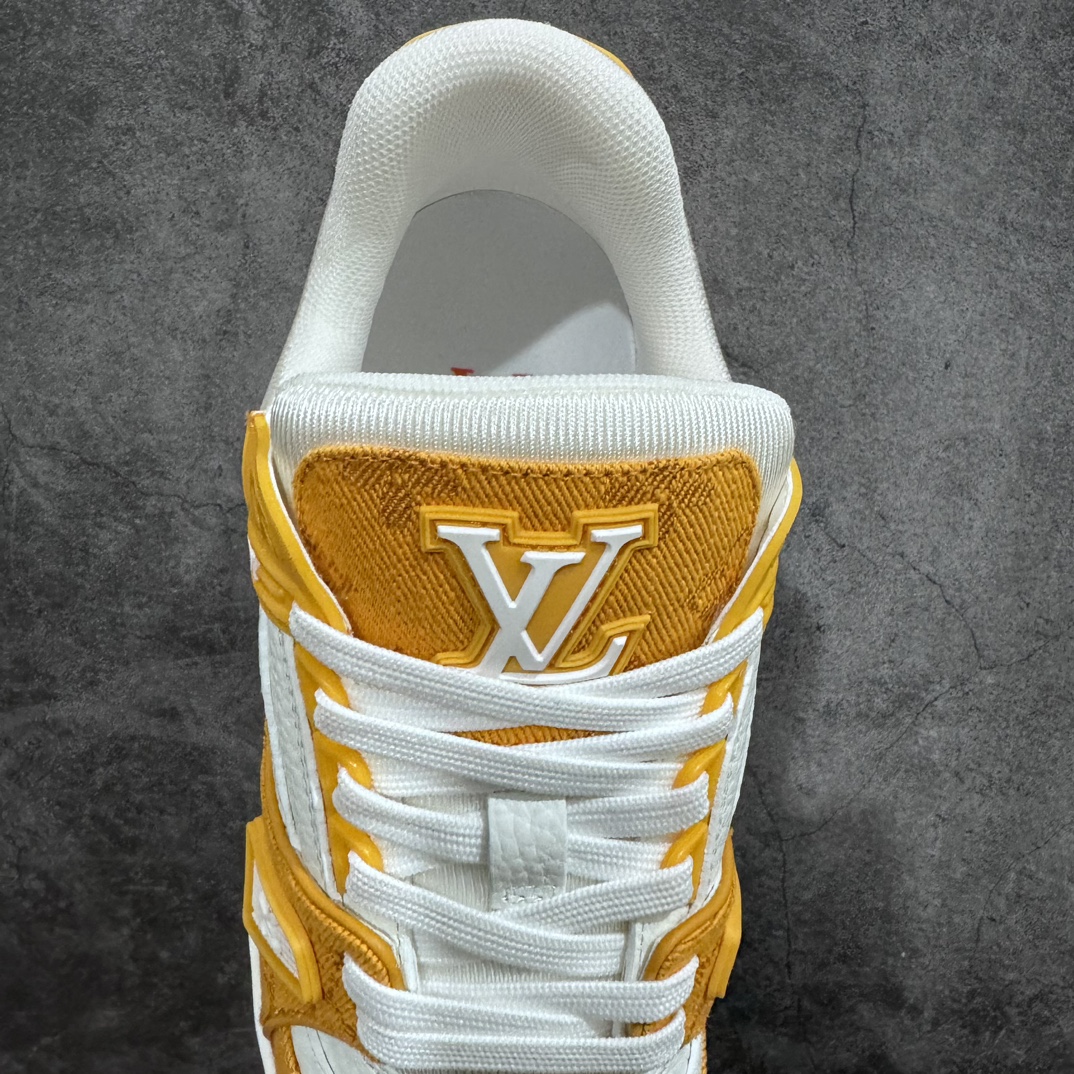 Top-quality LV Trainer white and yellow denim at a reasonable price