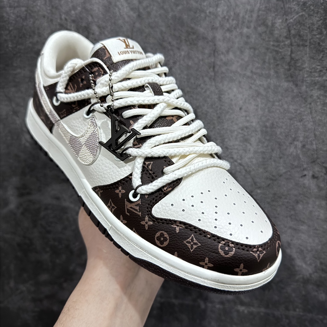 Customized Nk SB Dunk Low LV Joint-Classic Brown Anniversary High-end Customized Low-top Casual Shoes FC1688-155