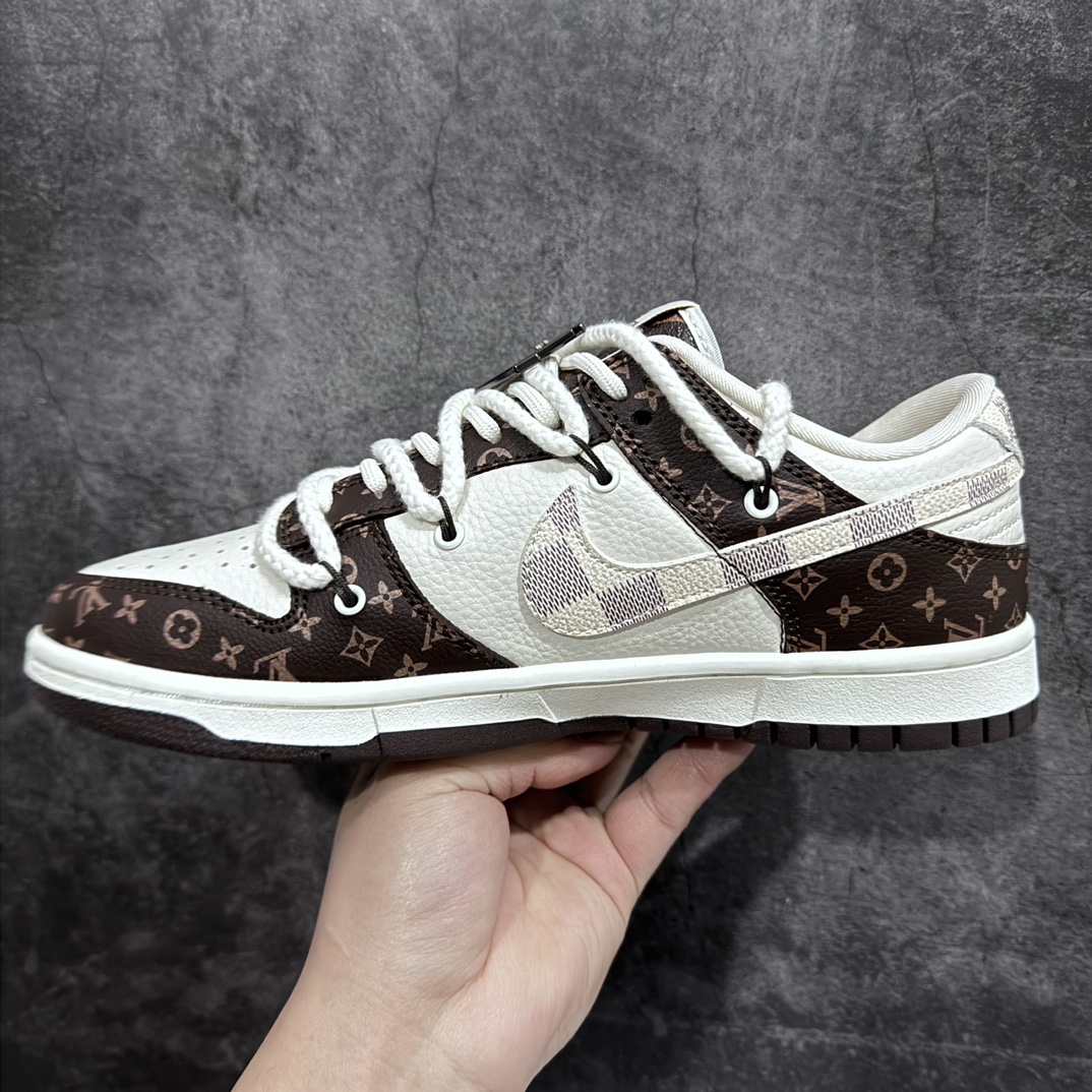 Customized Nk SB Dunk Low LV Joint-Classic Brown Anniversary High-end Customized Low-top Casual Shoes FC1688-155