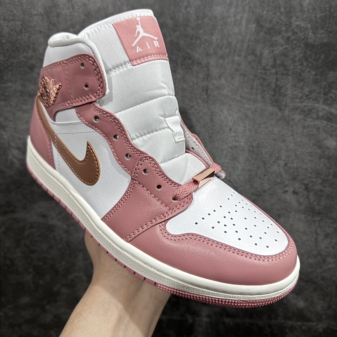 DT version Air Jordan AJ1 Mid mid-top pink rose gold FB9892-670