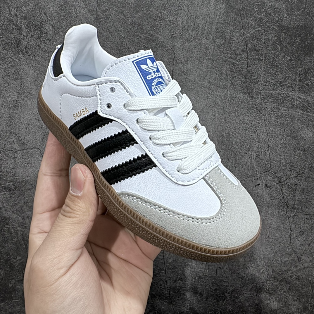 图片[3]-【纯原F版】童鞋版本上线 阿迪达斯/三叶草Adidas Originals Samba OG Kids 桑巴舞系列中大童德训足球风百搭低帮休闲运动板鞋“皮革黑白金焦糖底”FW2427nn潮爹潮妈追寻的单品🎁n原楦原纸版数据开发n采用环保荔枝纹纤维革组合翻毛皮鞋面材质n内嵌海玻璃环保去臭鞋垫#外置耐磨橡胶大底n带你回味最原始的永远经典， 尺码：26（15cm）27（16cm）28（17cm）29（18cm）30（18.5cm） 31（19cm）32（20cm）33（20.5cm） 34（21.5cm)-莆田鞋批发中心