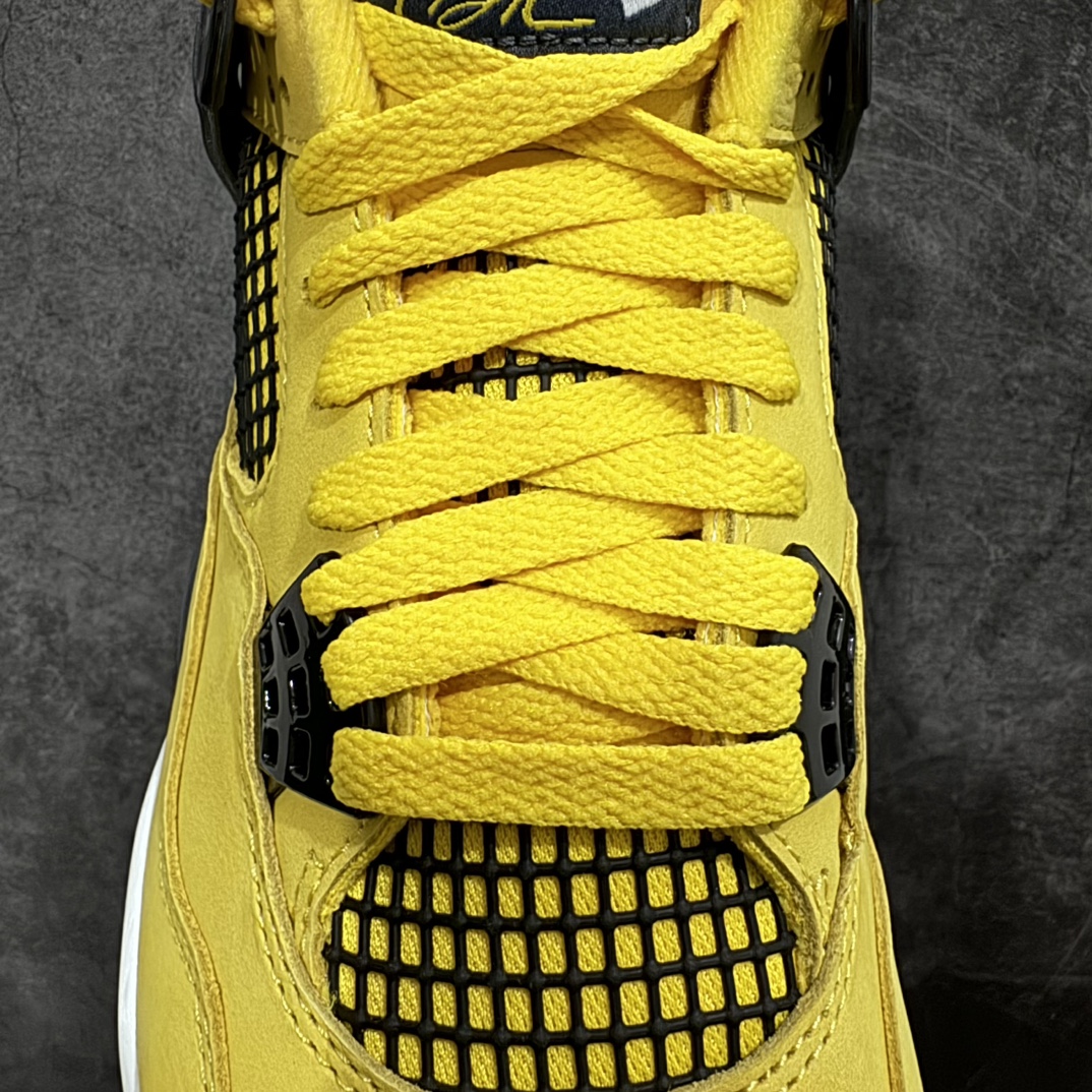 图片[6]-【PK纯原】Air Jordan AJ4 Retro 黑黄电母 货号：CT8527-700 全套原纸板楦头开发 原厂特供皮料加持 确保原汁原味 完美呈现四代版型 一比一鞋头弧度高度鞋身弧度 数据细节工艺流程均保持原鞋一致 原厂TPU网格鞋带扣 正确内里网布 菱角分明不变形无多余毛边 柔软性质感一致于原鞋 原厂织唛标 原厂飞人电绣工艺 尾指中部跳三针 独家绑鞋带手法 印刷中底布 四线拉帮 米色美纹纸贴合固定 进口港宝加持 后跟自然饱满 全鞋荧光划线卡点 追求极致完美 每一双都是工艺品 多重QC质检 超越公司货的品控标准 实实在在的免检产品 尺码：40 40.5 41 42 42.5 43 44 44.5 45 46 47.5-选品中心