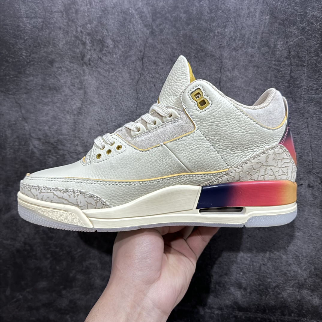 JBalvinxAirJordanAJ3联名白蓝红彩虹渐变FN0344-901专业AJ大厂出品品质细节眼