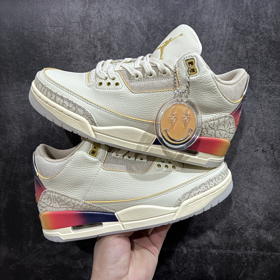 JBalvinxAirJordanAJ3联名白蓝红彩虹渐变FN0344-901专业AJ大厂出品品质细节眼