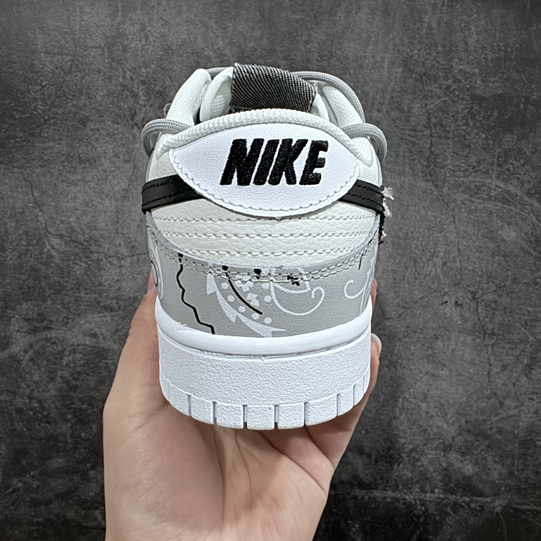 DIY Custom Nk Dunk Low Retro DIY Stitched Denim Gray Black and White DJ6188-101