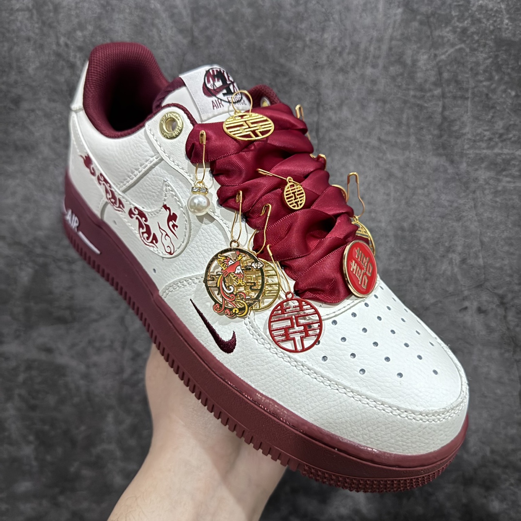 Nike Air Force 1 Low 07 Beige Red Wedding Shoes DQ7582-100