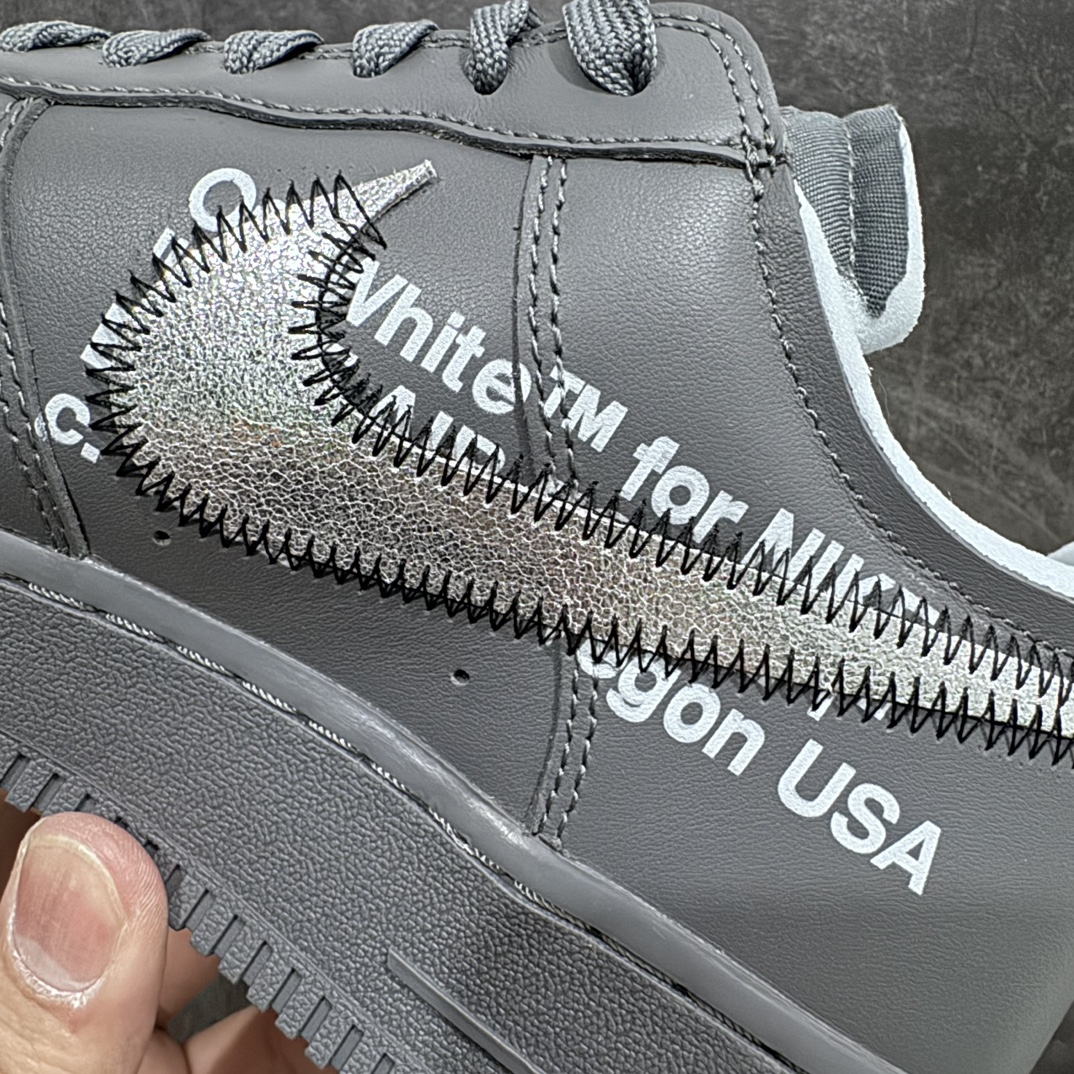 图片[8]-【纯原Top版本】Off-White x NK Air Force 1 \”Grey\”空军一号 OW联名灰色艺术馆 DX1419-500全套原原楦纸版开发 越南原大装底 重金采购原厂Prime Asia贝利进口皮料 内侧标语字体三段大小 原厂油墨加持 色泽亮度 高频效果一致 全鞋电脑针车 工整有序 视觉效果满分 原厂拉帮手法 标准四线 密度针距针孔大小控制到位 原装反口里网布海绵 正确卡色网眼大小 原厂港宝加持完美还原灵魂版型 原盒原配从里到外百分百还原 内置Sole气垫 中底白色背胶 SIZE：36 36.5 37.5 38 38.5 39 40 40.5 41 42 42.5 43 44 44.5 45 46 47.5 48.5-莆田鞋批发中心