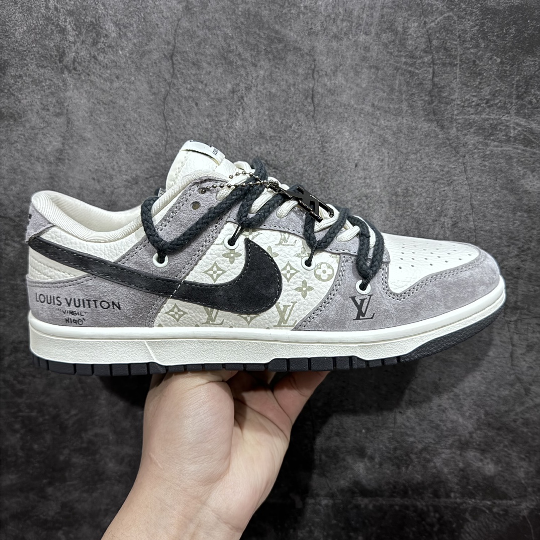 【定制版】Nk SB Dunk Low LV联名-米灰黑印花 周年高端定制 低帮休闲板鞋 FC1688-166定制鞋盒 大厂纯原品质出货 超高清洁度 皮料切割干净无任何毛边 细节完美  尺码36-45-莆田鞋批发中心