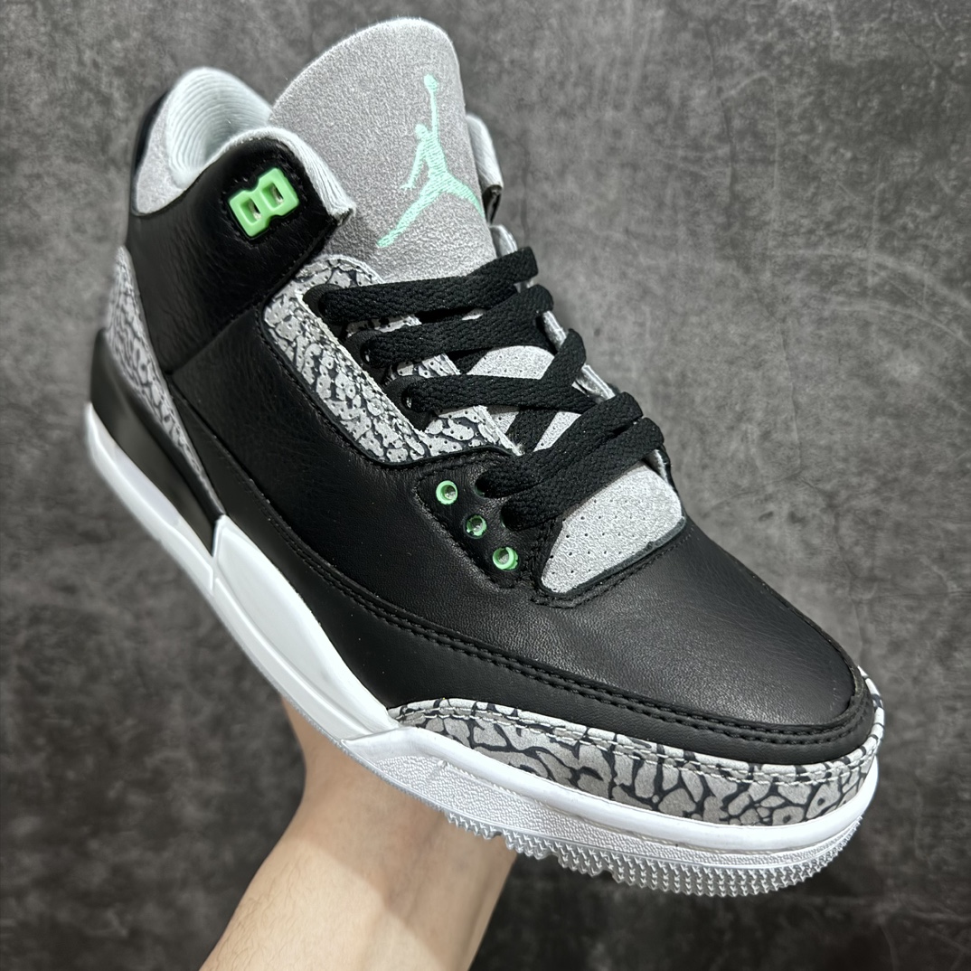 图片[3]-【外贸纯原】高端外贸零售 Air Jordan AJ3 Retro 爆裂纹CT8532-031 黑绿nn采用原厂一致乳胶鞋垫 只为1:1完美复刻n原纸板楦头开发 超正三代版型 全头层皮料加持质感十足 良心之作 质量价格吊打同等价位版本 高端市场战斗机 元老级版师操刀倾力打造 完美中底拉帮 乳胶鞋垫不偷工减料 原厂电绣鞋舌飞人刺绣针数立体讲究精细 成熟大厂流水线出品 免检产品 货号：CT8532-031 Size：40 40.5 41 42 42.5 43 44 44.5 45 46 47.5 编码：AS340380n-鞋库