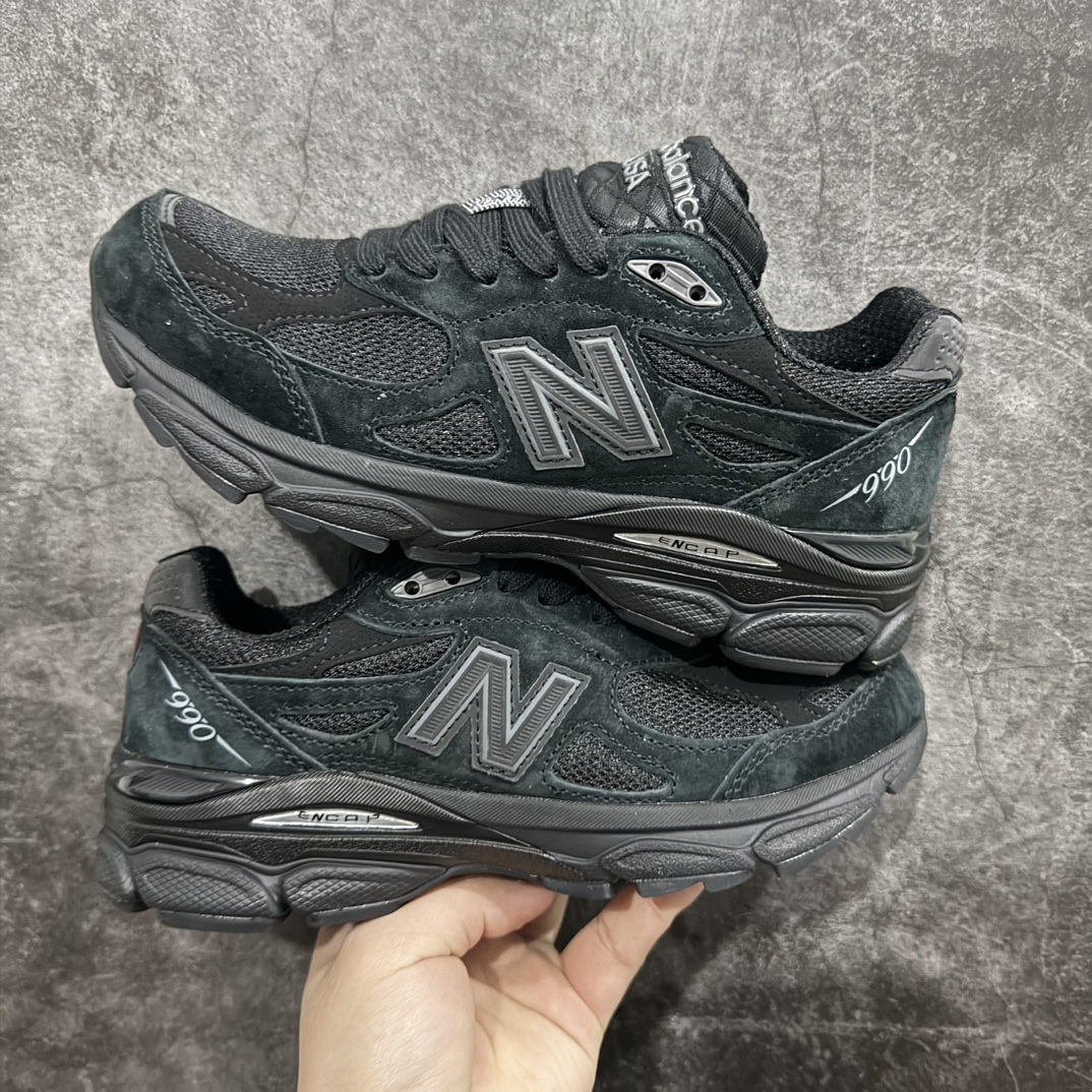 NewBalanceNB990V3纯黑第三代总统复古慢跑鞋M990TB3正确3M反光细节原楦原纸版开发正