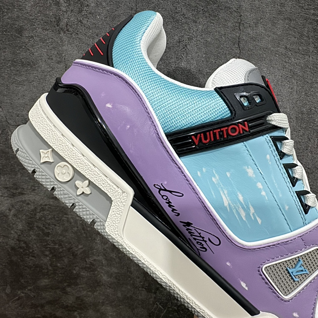 LVTrainer系列高奢运动鞋蓝紫配色新款潮人必备单品正确胶片断点式设计中底正确还原原版油印字母比例1