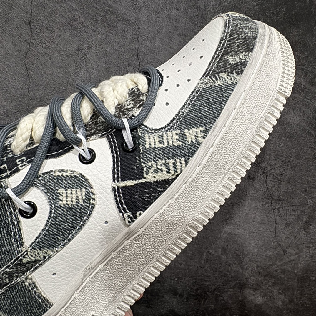 AirForce1Low07米白黑牛仔绑带原楦头原纸板打造纯正低帮空军版型专注外贸渠道全掌内置蜂窝气垫原