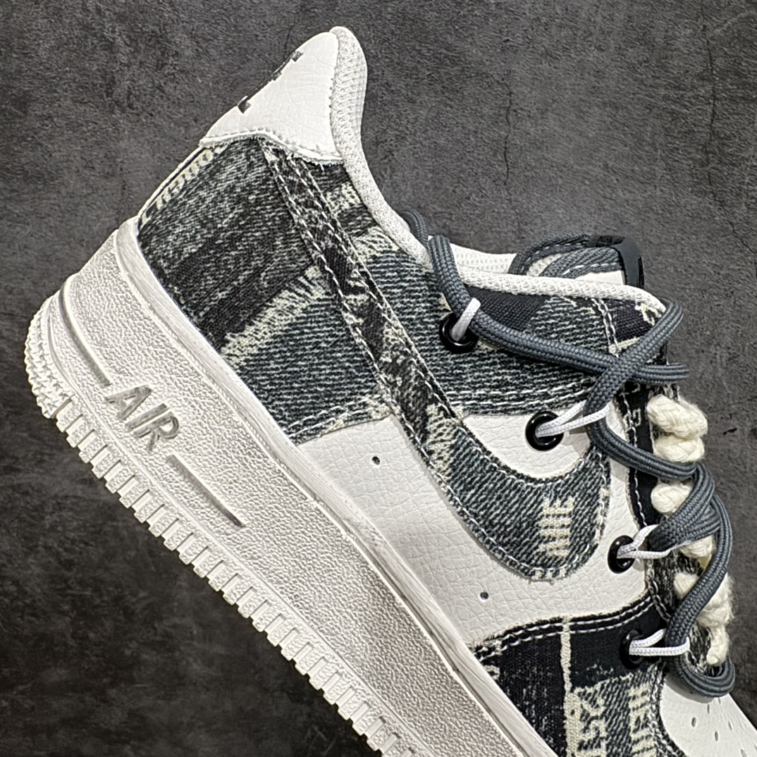 AirForce1Low07米白黑牛仔绑带原楦头原纸板打造纯正低帮空军版型专注外贸渠道全掌内置蜂窝气垫原