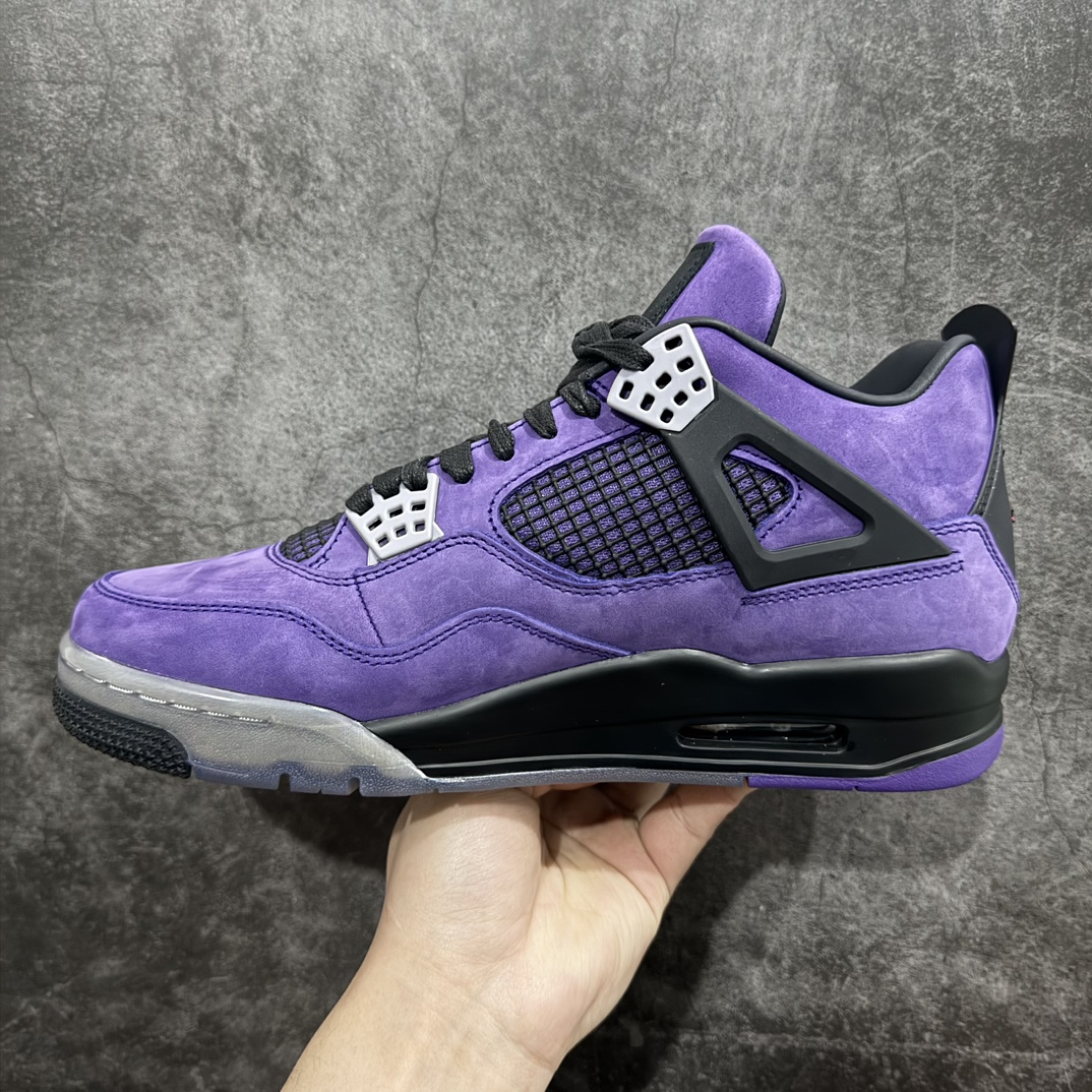 纯原TravisScottxAirJordanAJ4TS联名亲友限定黑紫AJ4-766296圈内最强四代