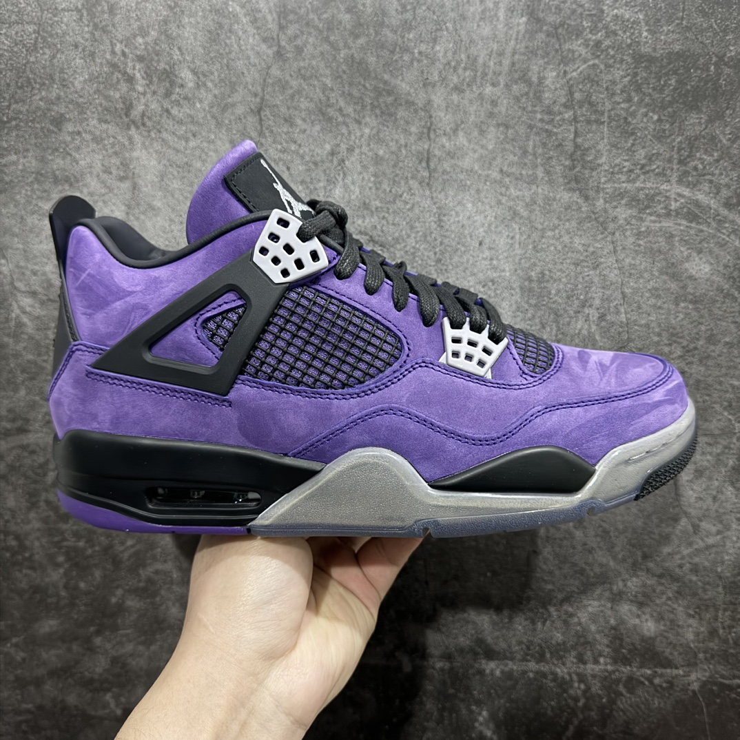 纯原TravisScottxAirJordanAJ4TS联名亲友限定黑紫AJ4-766296圈内最强四代