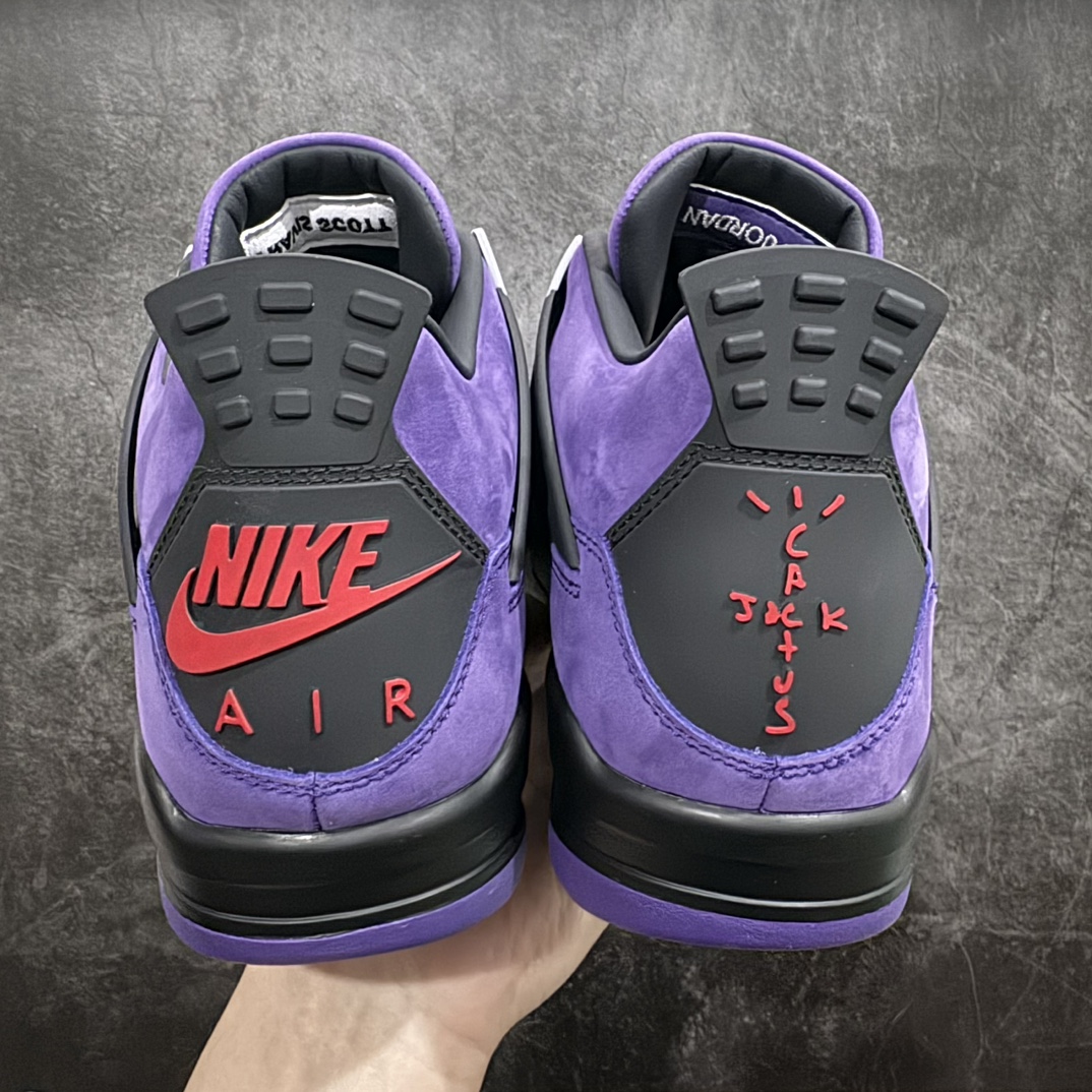 纯原TravisScottxAirJordanAJ4TS联名亲友限定黑紫AJ4-766296圈内最强四代